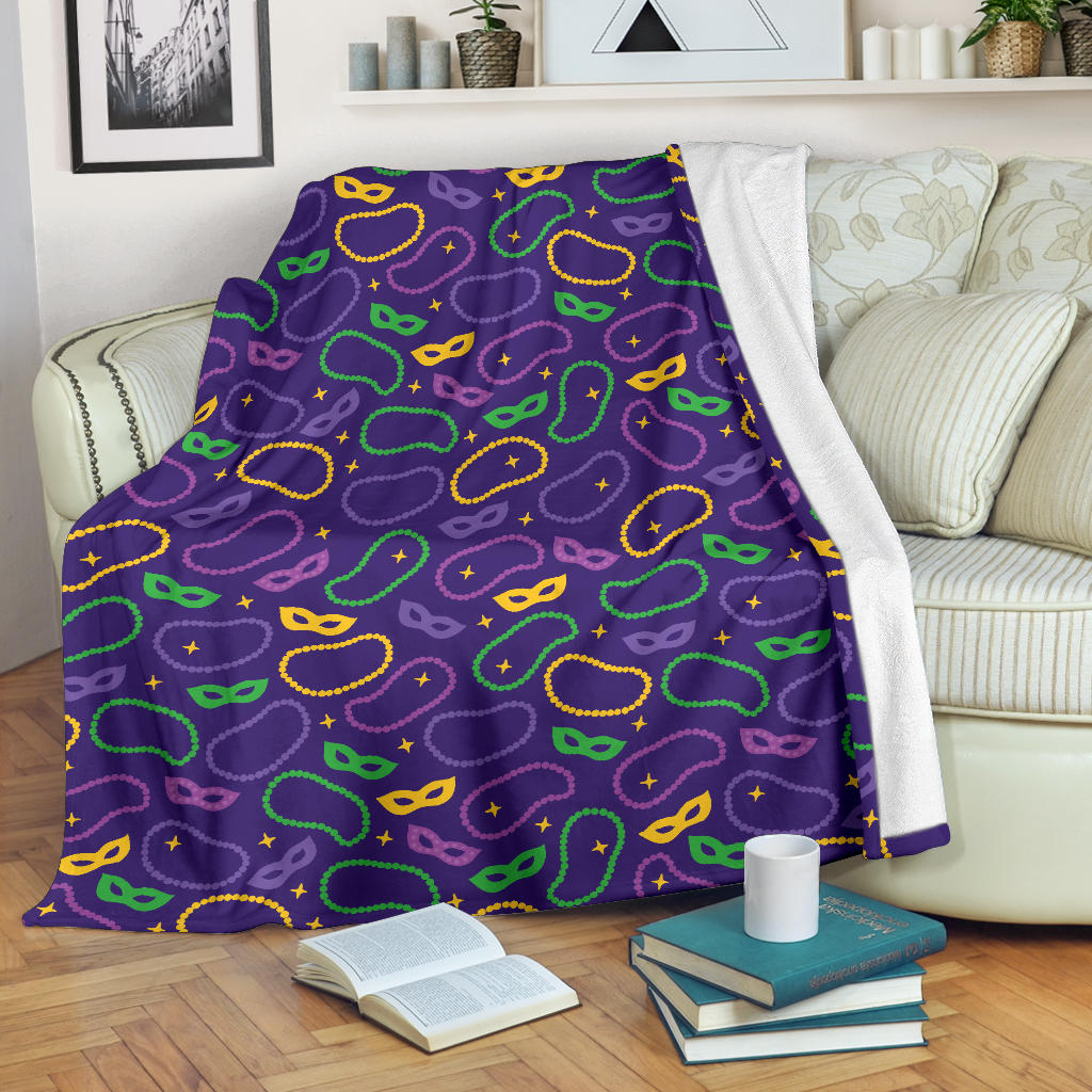 Mardi Gras Pattern Print Design 04 Premium Blanket