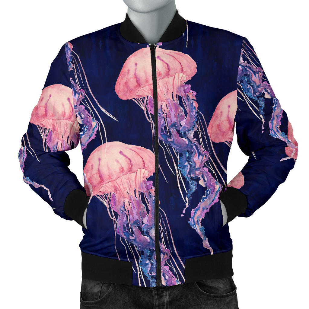 Jellyfish Pattern Print Design 03 Men Bomber Jacket