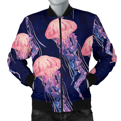 Jellyfish Pattern Print Design 03 Men Bomber Jacket