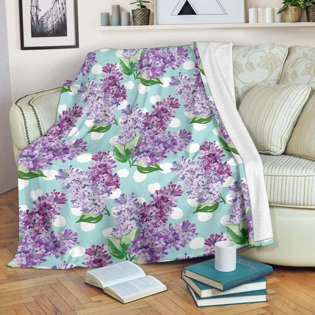 Lilac Pattern Print Design 02 Premium Blanket