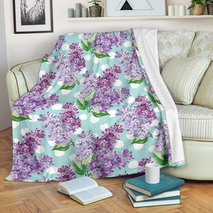 Lilac Pattern Print Design 02 Premium Blanket