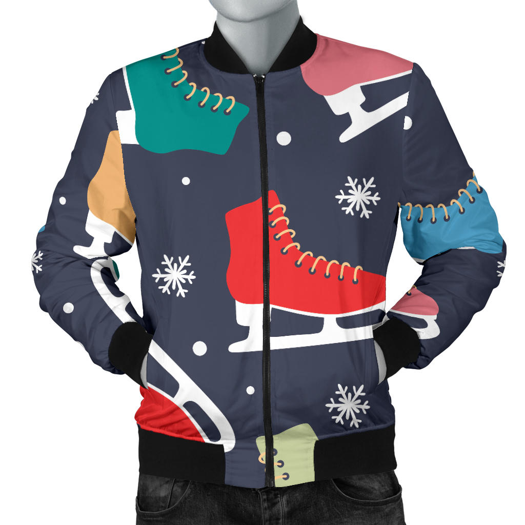 Ice Skate Pattern Print Design 04 Men Bomber Jacket