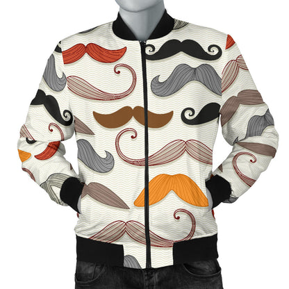 Mustache Pattern Print Design A02 Men Bomber Jacket