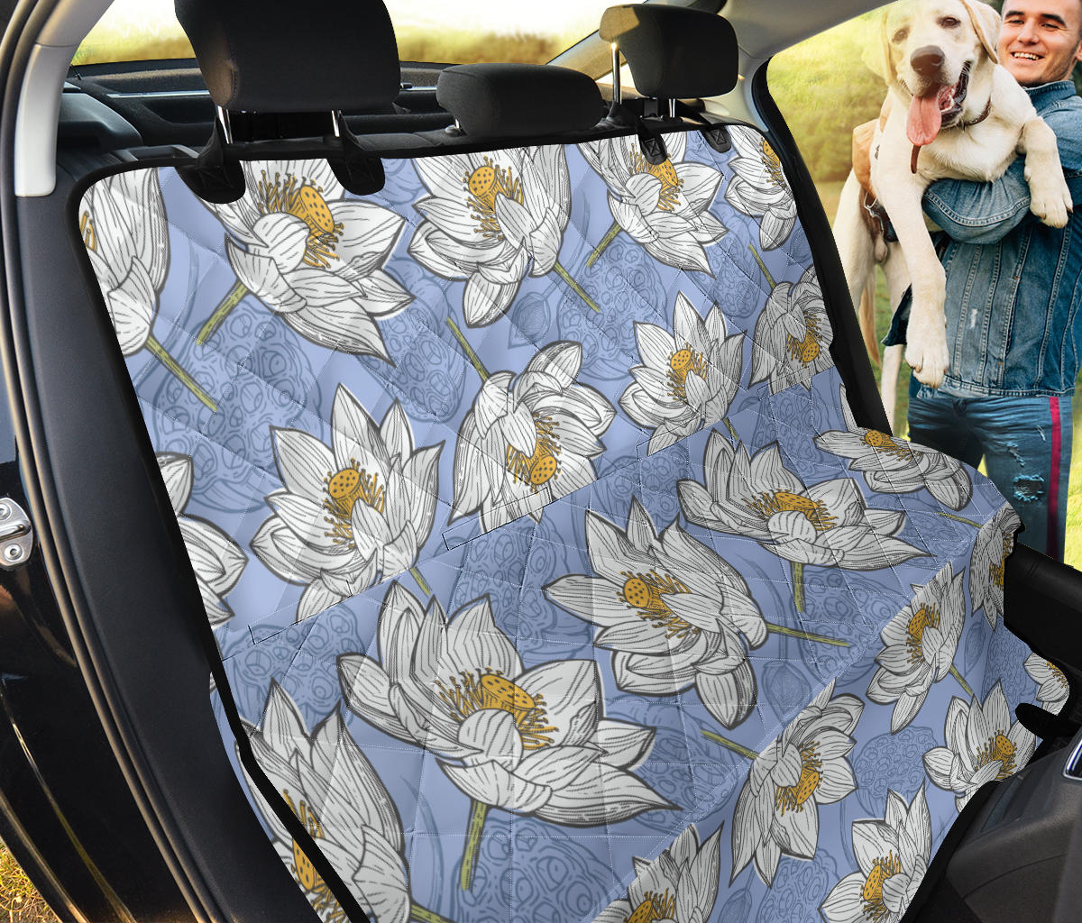 Lotus Pattern Print Design 04 Rear Dog Car Seat Cover Hammock