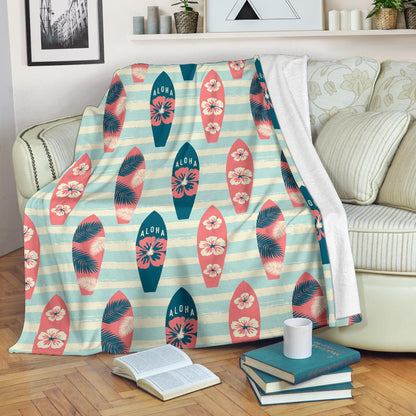 Aloha Hawaii Surfboard Pattern Print Design 02 Premium Blanket