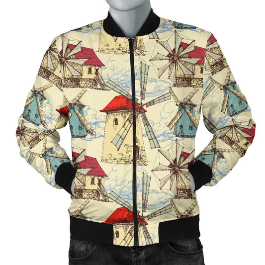 Windmill Pattern Print Design 01 Men Bomber Jacket