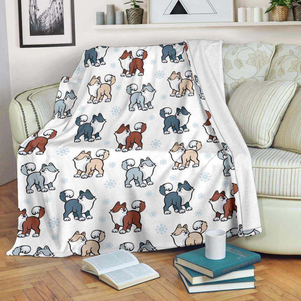 Alaskan Malamute Pattern Print Design 02 Premium Blanket
