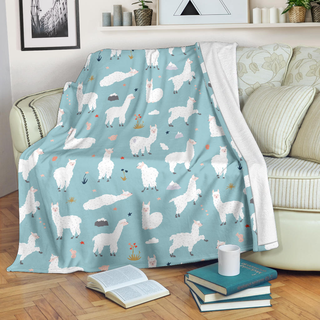 Alpaca Pattern Print Design 02 Premium Blanket