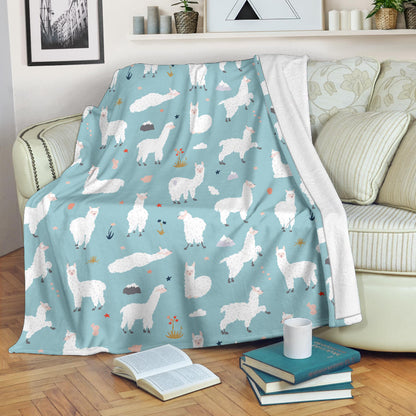 Alpaca Pattern Print Design 02 Premium Blanket
