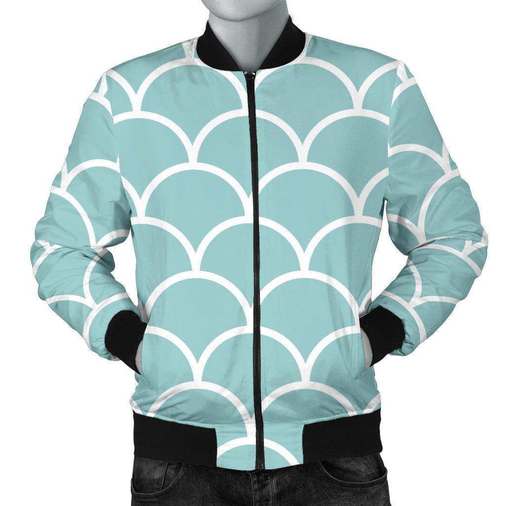 Scales Teal Pattern Print Design 02 Men Bomber Jacket