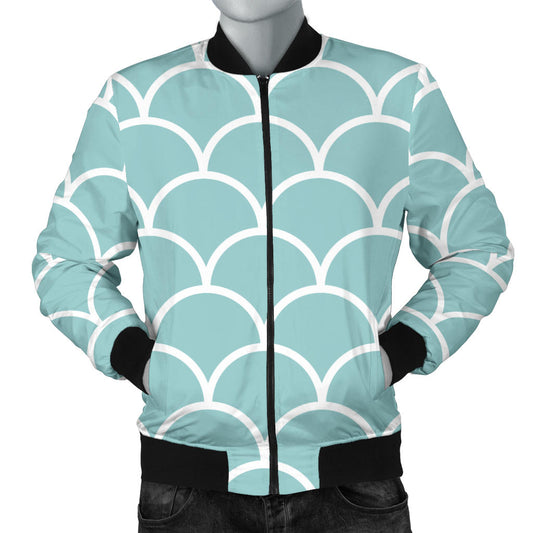 Scales Teal Pattern Print Design 02 Men Bomber Jacket