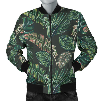 Banana Leaf Pattern Print Design 05 Men Bomber Jacket