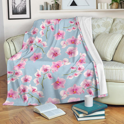Orchid Pattern Print Design A01 Premium Blanket