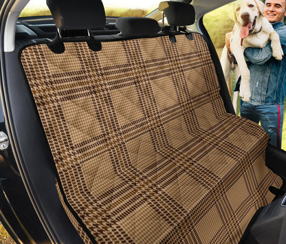 Houndstooth Brown Pattern Print Design 04 Rear Dog Car Seat Cover Hammock