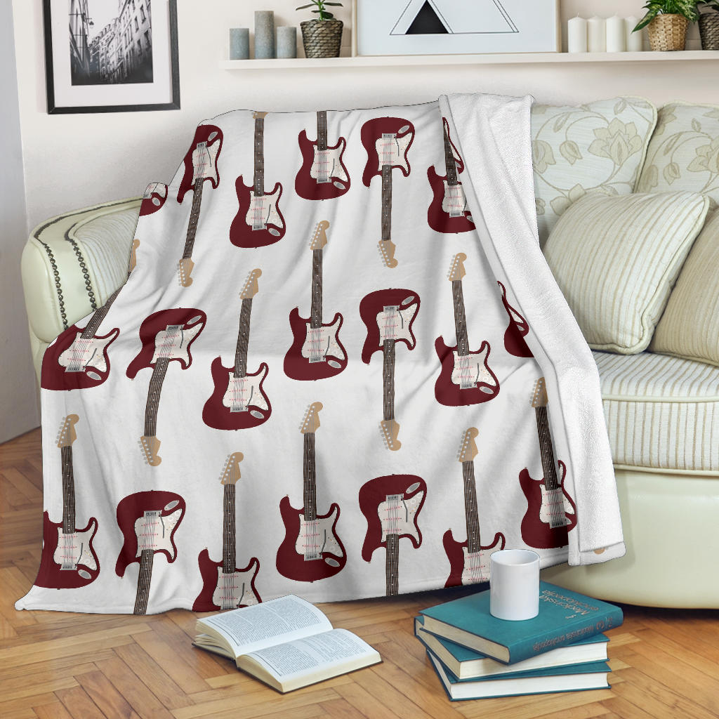 Bass Guitar Pattern Print Design 03 Premium Blanket