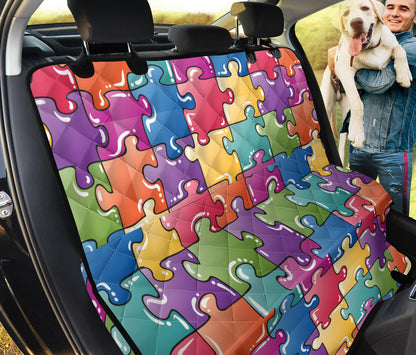 Puzzle Pattern Print Design A05 Rear Dog Car Seat Cover Hammock