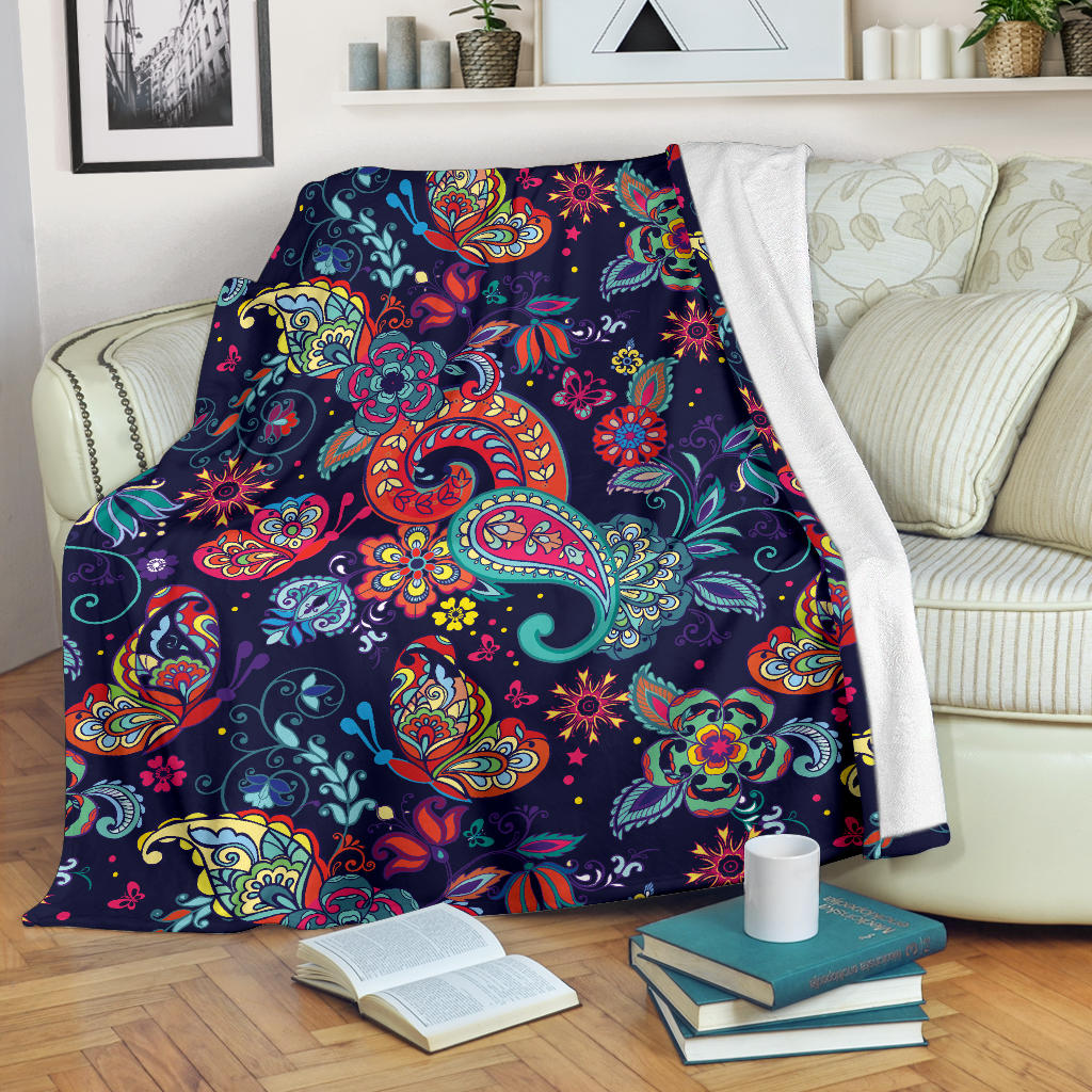 Paisley Boho Pattern Print Design A06 Premium Blanket