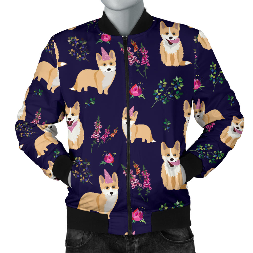 Pembroke Welsh Corgis Pattern Print Design A06 Men Bomber Jacket