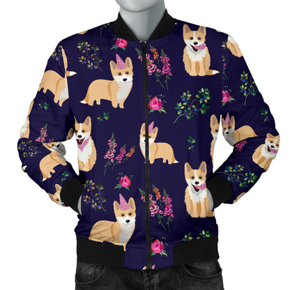 Pembroke Welsh Corgis Pattern Print Design A06 Men Bomber Jacket