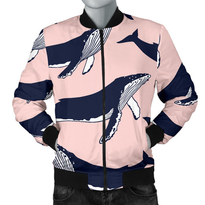 Humpback Whale Pattern Print Design 02 Men Bomber Jacket