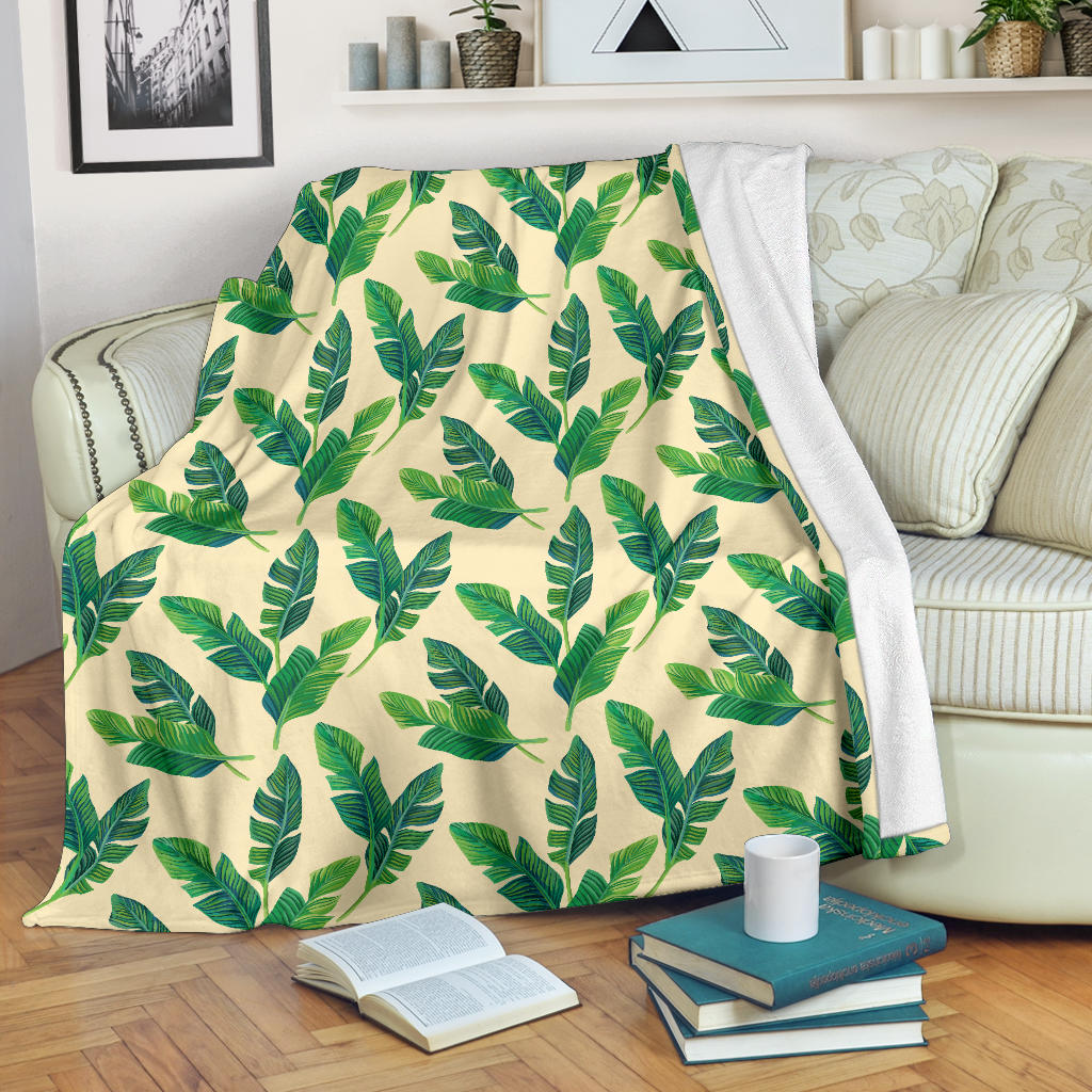 Banana Leaf Pattern Print Design 01 Premium Blanket