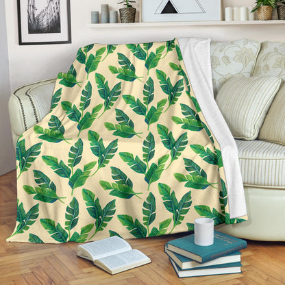 Banana Leaf Pattern Print Design 01 Premium Blanket