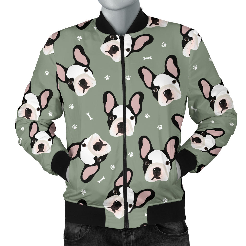 Boston Terrier Pattern Print Design 05 Men Bomber Jacket