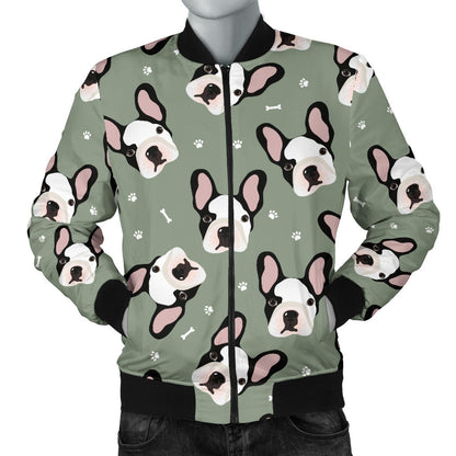 Boston Terrier Pattern Print Design 05 Men Bomber Jacket
