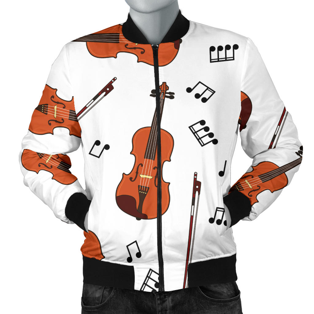 Violin Pattern Print Design 02 Men Bomber Jacket