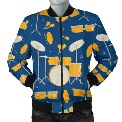 Drum Set Pattern Print Design 03 Men Bomber Jacket
