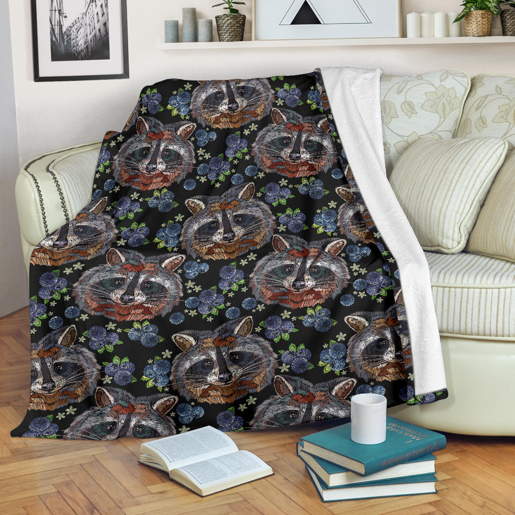 Raccoon Pattern Print Design A03 Premium Blanket