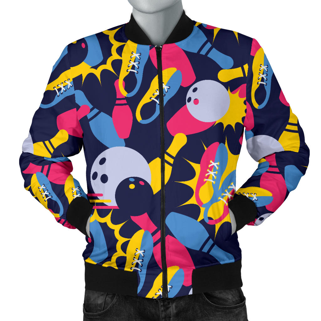 Bowling Pattern Print Design 02 Men Bomber Jacket