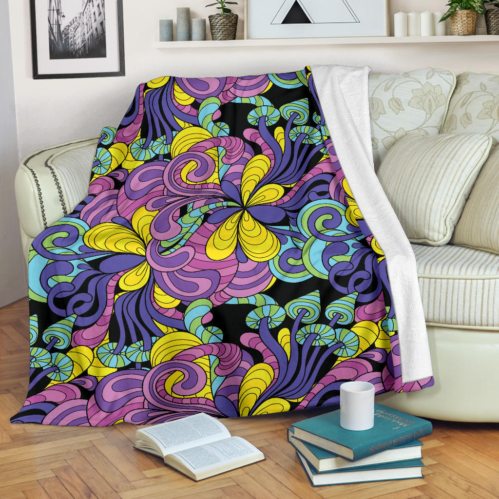 Psychedelic Pattern Print Design A04 Premium Blanket