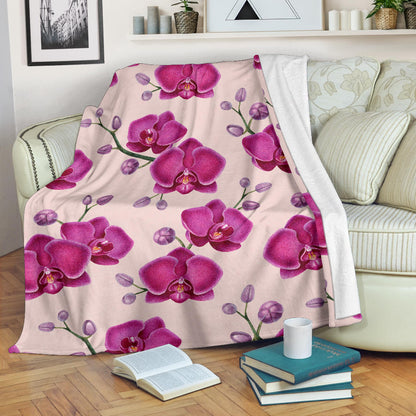 Orchid Pattern Print Design A02 Premium Blanket