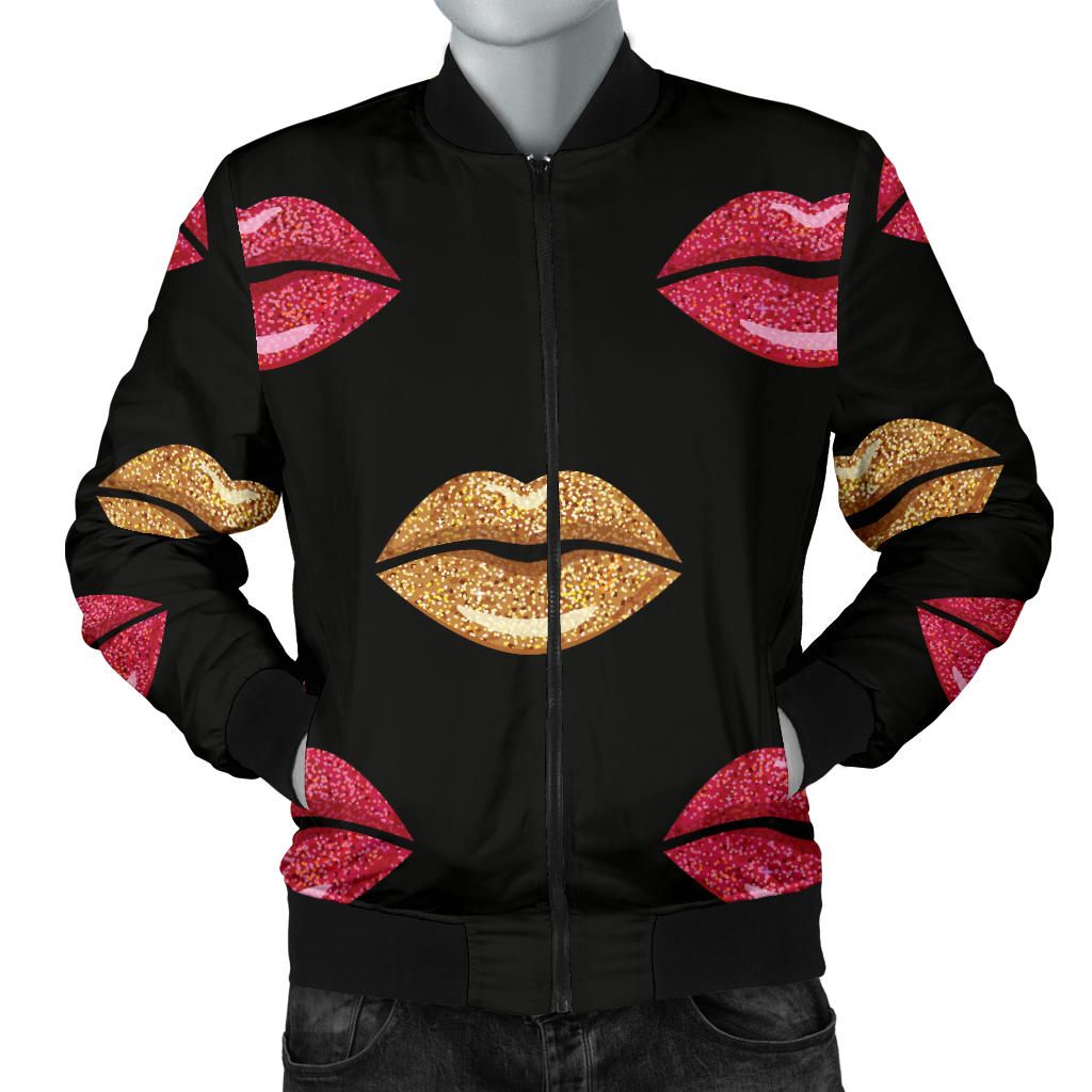 Lip Pattern Print Design 03 Men Bomber Jacket