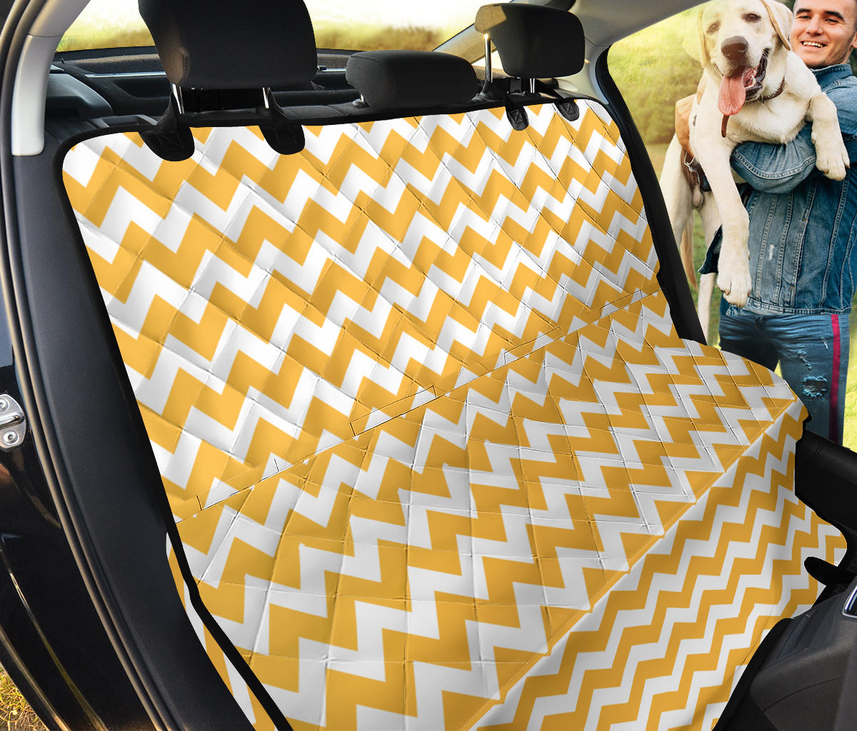 Chevron Orange Pattern Print Design 01 Rear Dog Car Seat Cover Hammock