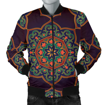Medallion Pattern Print Design 03 Men Bomber Jacket