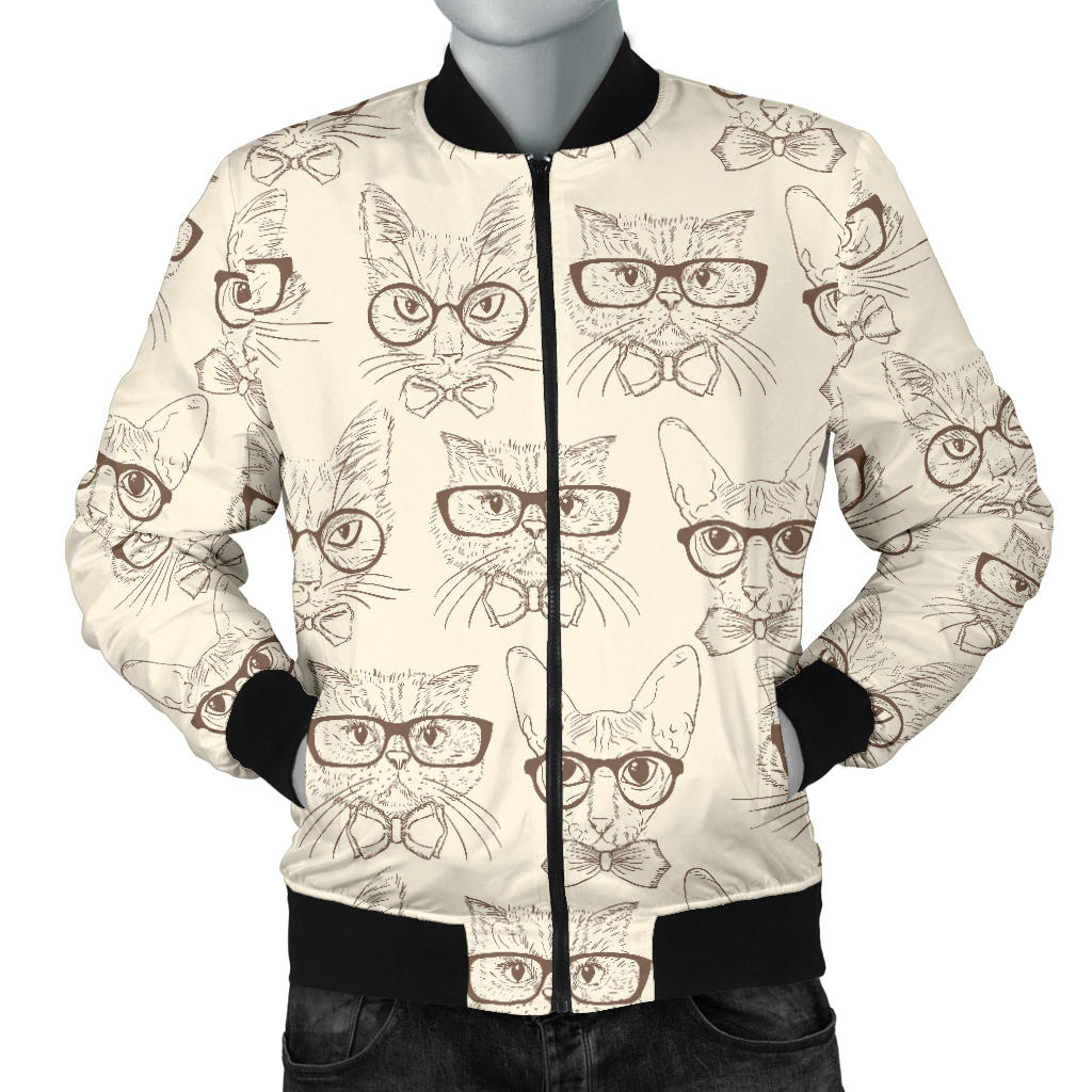Cat Pattern Print Design 02 Men Bomber Jacket