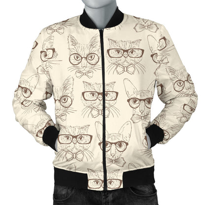 Cat Pattern Print Design 02 Men Bomber Jacket