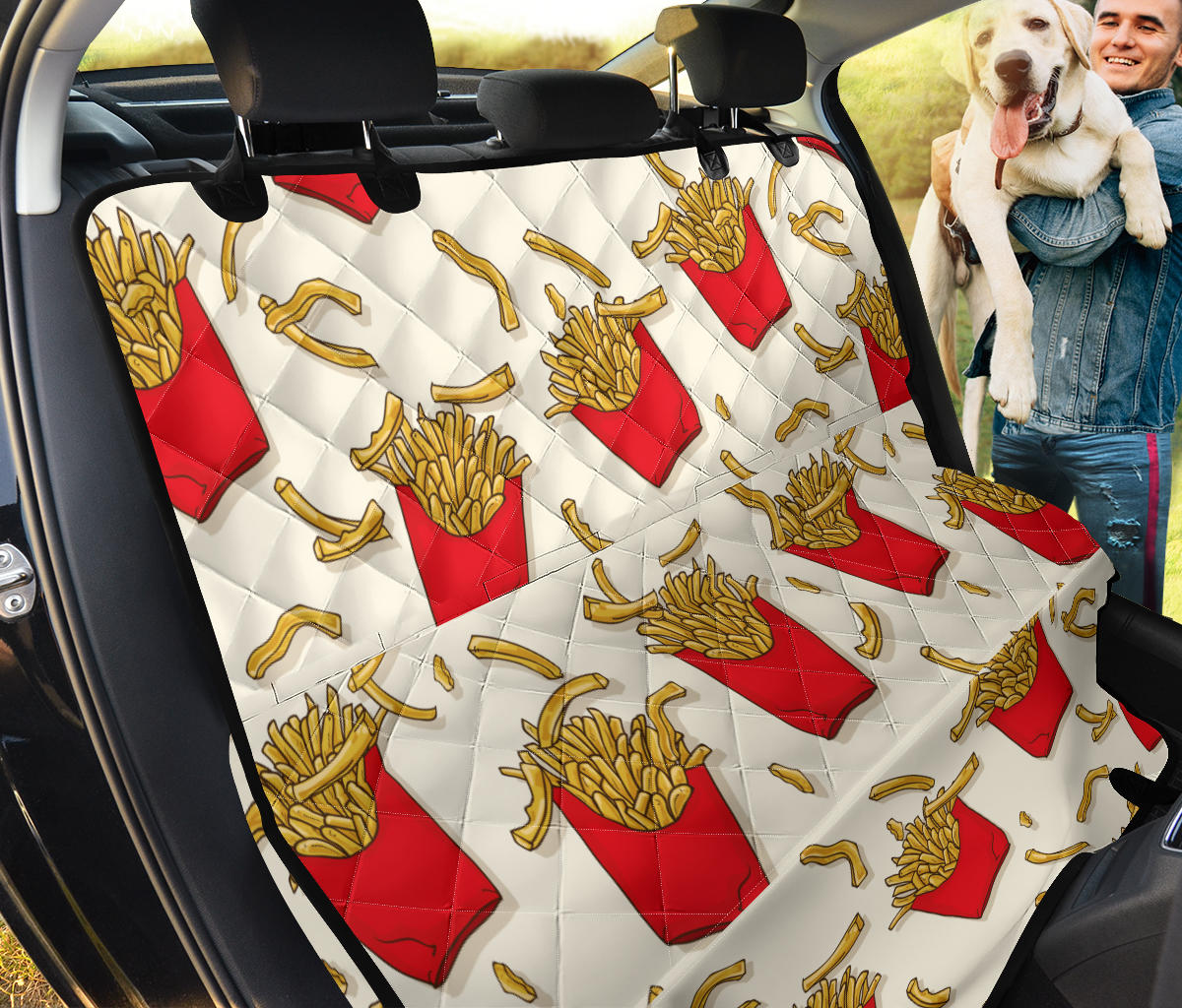 French Fried Pattern Print Design 01 Rear Dog Car Seat Cover Hammock