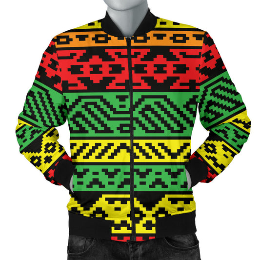 Rastafarian Pattern Print Design A02 Men Bomber Jacket
