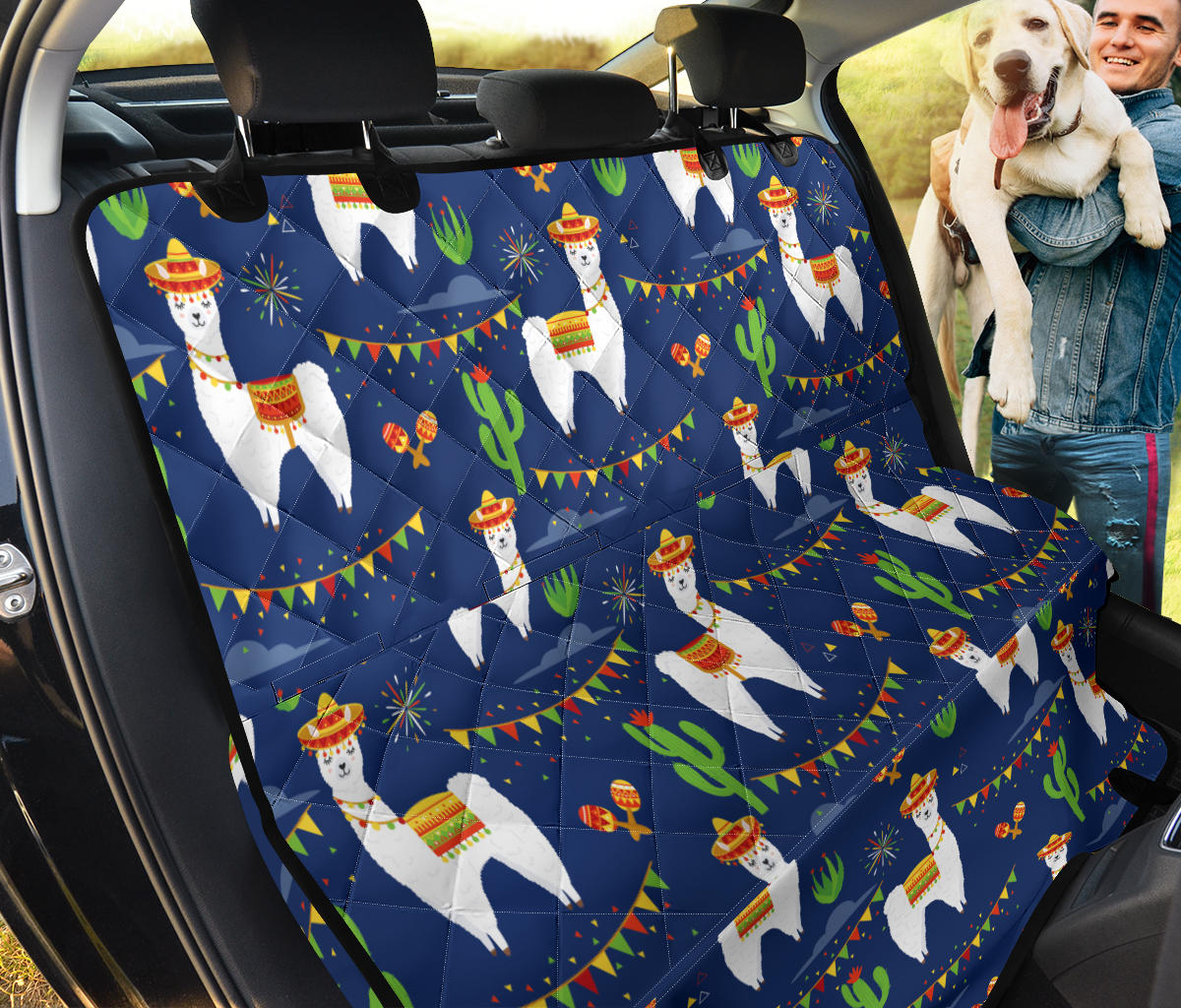 Llama Cactus Pattern Print Design 05 Rear Dog Car Seat Cover Hammock