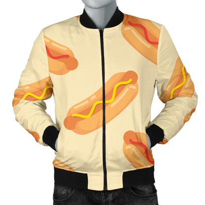 Hot Dog Pattern Print Design 05 Men Bomber Jacket
