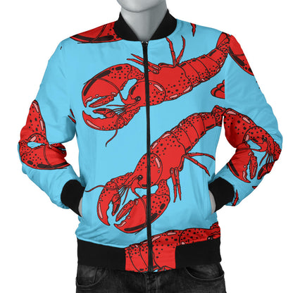 Lobster Red Pattern Print Design 03 Men Bomber Jacket