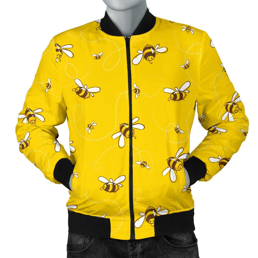 Bee Pattern Print Design 05 Men Bomber Jacket