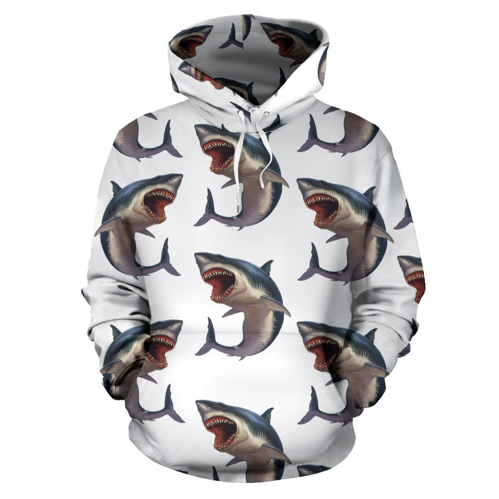 Great White Shark Pattern Print Design 03 Pullover Hoodie