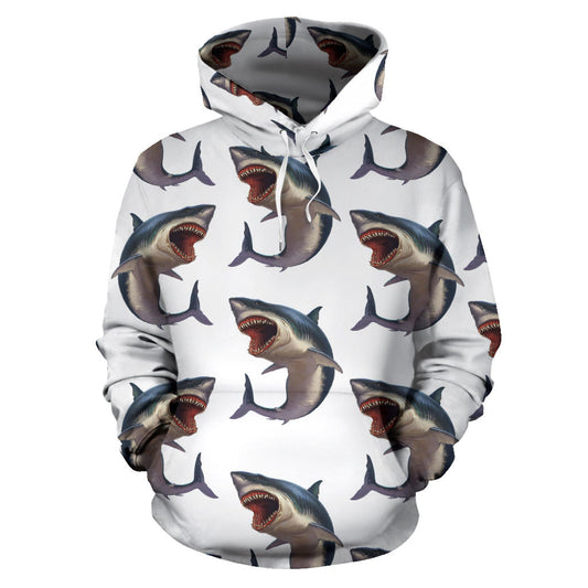 Great White Shark Pattern Print Design 03 Pullover Hoodie
