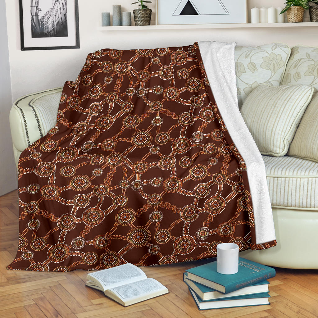 Aboriginal Pattern Print Design 03 Premium Blanket