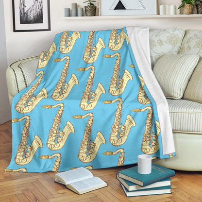 Saxophone Pattern Print Design 03 Premium Blanket