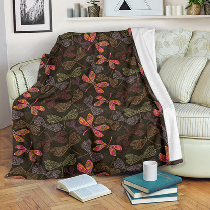 Dragonfly Pattern Print Design 02 Premium Blanket